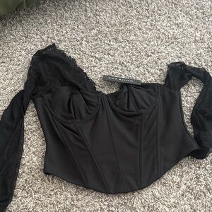 White Fox Boutique Black Lace Corset Top